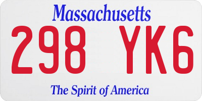 MA license plate 298YK6