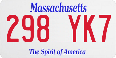MA license plate 298YK7