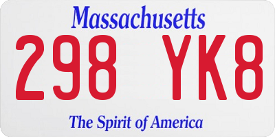 MA license plate 298YK8