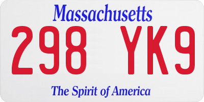 MA license plate 298YK9