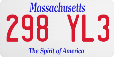 MA license plate 298YL3