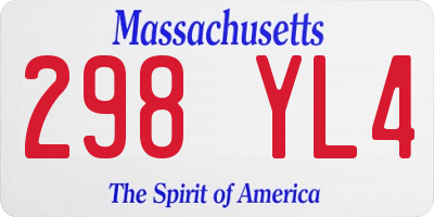 MA license plate 298YL4
