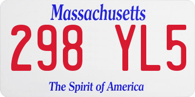 MA license plate 298YL5