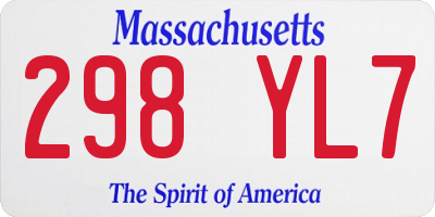 MA license plate 298YL7