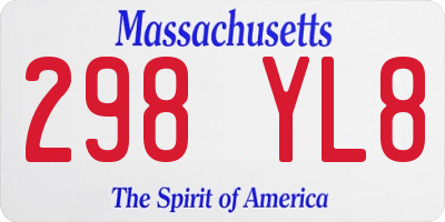 MA license plate 298YL8