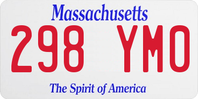 MA license plate 298YM0