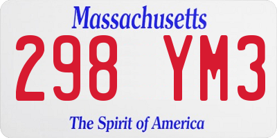 MA license plate 298YM3