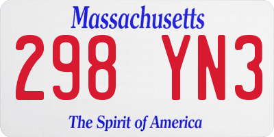 MA license plate 298YN3