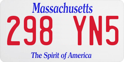 MA license plate 298YN5