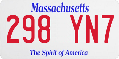 MA license plate 298YN7
