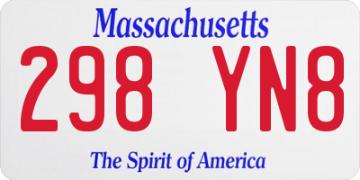 MA license plate 298YN8