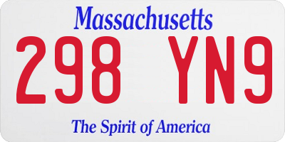 MA license plate 298YN9
