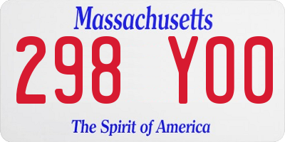 MA license plate 298YO0