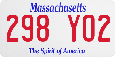 MA license plate 298YO2