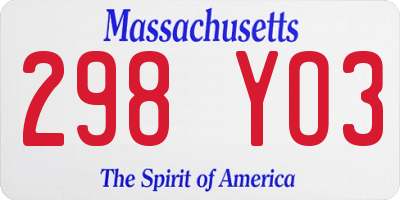 MA license plate 298YO3