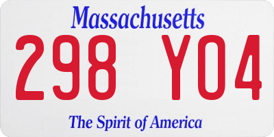 MA license plate 298YO4