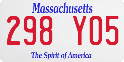 MA license plate 298YO5