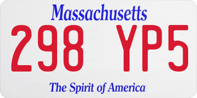 MA license plate 298YP5