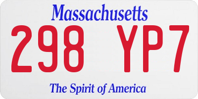 MA license plate 298YP7