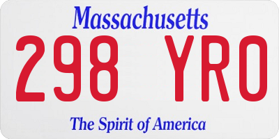 MA license plate 298YR0