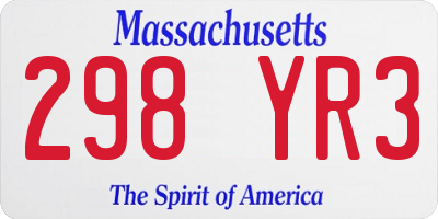 MA license plate 298YR3