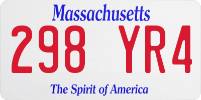 MA license plate 298YR4