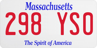 MA license plate 298YS0