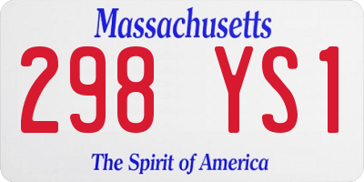 MA license plate 298YS1