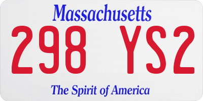MA license plate 298YS2