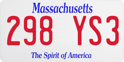 MA license plate 298YS3