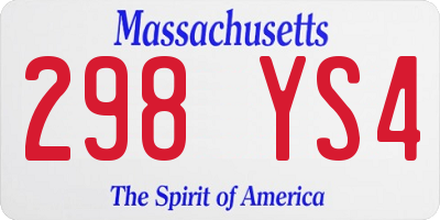 MA license plate 298YS4