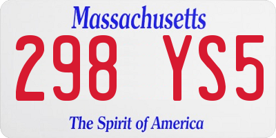 MA license plate 298YS5