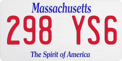 MA license plate 298YS6