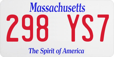 MA license plate 298YS7