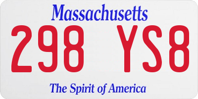 MA license plate 298YS8