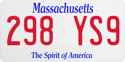 MA license plate 298YS9