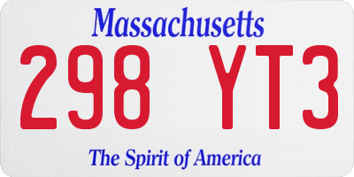 MA license plate 298YT3