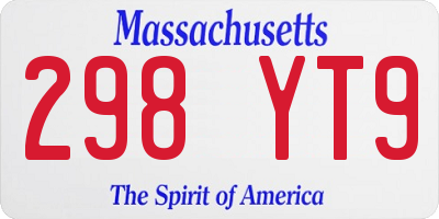 MA license plate 298YT9