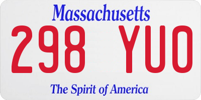 MA license plate 298YU0