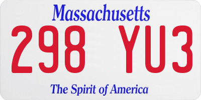 MA license plate 298YU3