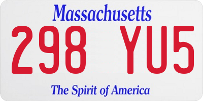MA license plate 298YU5