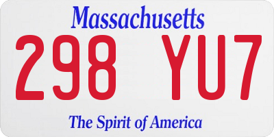 MA license plate 298YU7