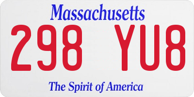 MA license plate 298YU8