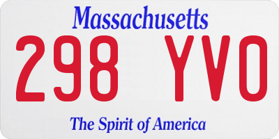 MA license plate 298YV0