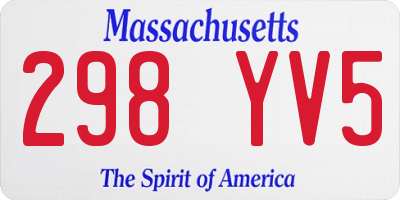 MA license plate 298YV5