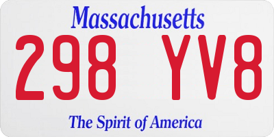 MA license plate 298YV8