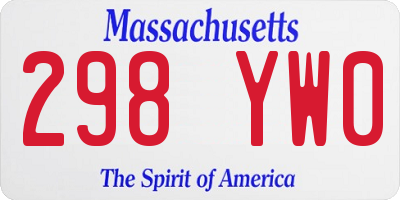MA license plate 298YW0