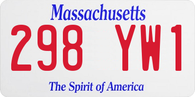 MA license plate 298YW1