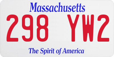 MA license plate 298YW2