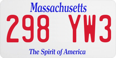 MA license plate 298YW3